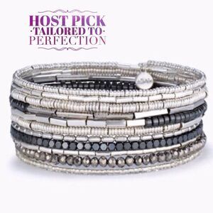stella & dot ~ celine wrap bracelet silver ~ coil wrap
